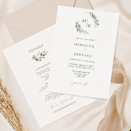 Einfache elegante Details zur Botanischen Hochzeit Einladung
