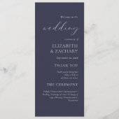 Einfache elegante dunkelblaue Hochzeit Programm (Vorderseite)