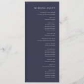 Einfache elegante dunkelblaue Hochzeit Programm (Rückseite)