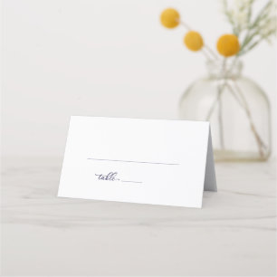 Einfache elegante dunkelblaue Schrift Hochzeit Platzkarte