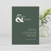 Einfache, elegante, dunkelgrüne Hochzeit "Wir" Einladung (Stehend Vorderseite)