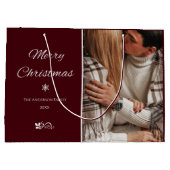 Einfache & elegante dunkle Burgunder Weihnachtsfei Große Geschenktüte (Rückseite)