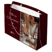 Einfache & elegante dunkle Burgunder Weihnachtsfei Große Geschenktüte (Rückseite Schrägansicht)