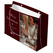 Einfache & elegante dunkle Burgunder Weihnachtsfei Große Geschenktüte (Vorderseite Schrägansicht)