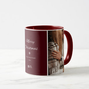 Einfache & elegante dunkle Burgunder Weihnachtsfei Tasse