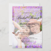 Einfache elegante Dusche mit zwei Fotos Minimalist Einladung (Vorderseite)