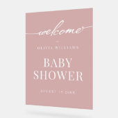 Einfache Elegante Dusty Rose Baby Dusche Willkomme Acrylschild (Winkel)