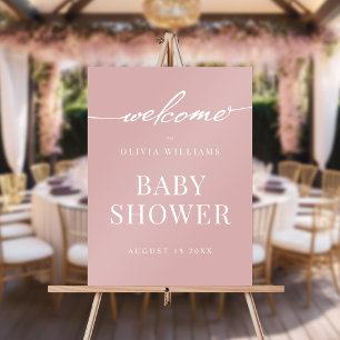 Einfache Elegante Dusty Rose Baby Dusche Willkomme Acrylschild