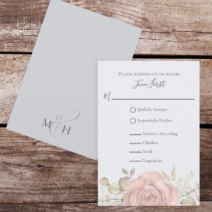 Einfache Elegante Dusty Rose Gold Foliage RSVP Karte