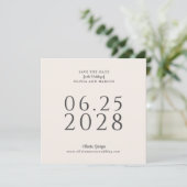 Einfache Elegante Ecru Platz Save the Date und Fot (Stehend Vorderseite)