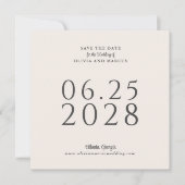 Einfache Elegante Ecru Platz Save the Date und Fot (Vorderseite)