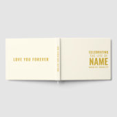 Einfache Elegante Ecru und Gold Feier des Lebens Gästebuch (Voll)