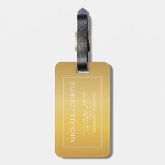 Einfache, elegante Edelmetalle Mit Monogramm Gepäckanhänger (Rückseite vertikal)