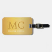 Einfache, elegante Edelmetalle Mit Monogramm Gepäckanhänger (Vorderseite horizontal)