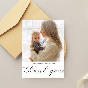 Einfache elegante Ein-Foto-Baby-Party Dankeskarte