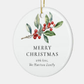 Einfache Elegante Ein Foto Weihnachten Botanisch Keramik Ornament (Links)