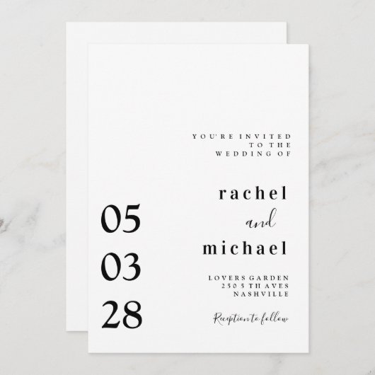 Einfache, elegante Einladung (Vorne/Hinten)