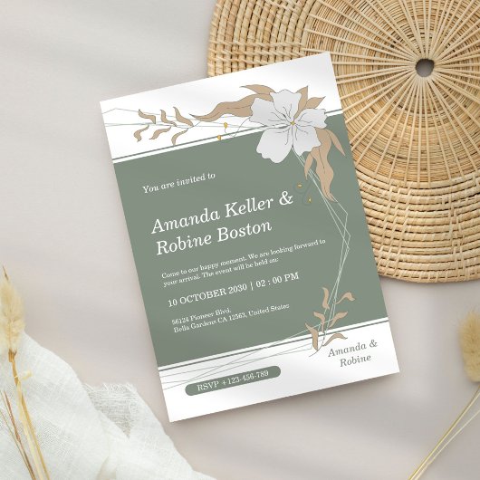 Einfache, elegante Einladung zur Hochzeit
