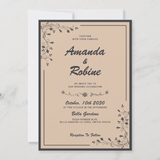 Einfache, elegante Einladung zur Hochzeit in Schwa (Vorderseite)