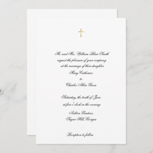 Einfache, elegante Einladung zur Hochzeit, Taufen, (Vorne/Hinten)