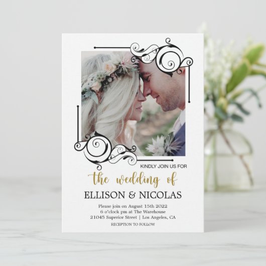 Einfache, elegante Einladungen zu Hochzeiten in Te (Stehend Vorderseite)