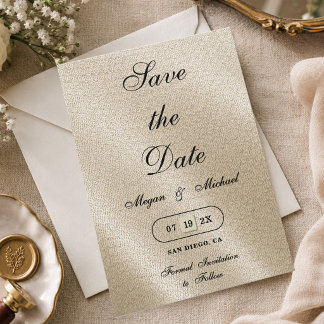 Einfache elegante elfenbeinfarbene beigefarbene Le Save The Date