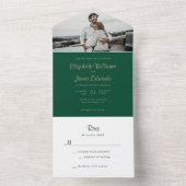 Einfache Elegante Emerald Green Gold Foto Hochzeit All In One Einladung (Innen Boden)