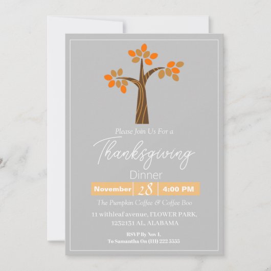 Einfache Elegante Erntedank Abendessen am Luganers Einladung (Vorderseite)