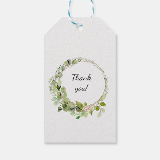 Einfache, elegante Eukalyptus | Begrüßung Geschenkanhänger (Rückseite)