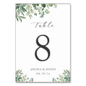 Einfache Elegante Eukalyptus-Blätter Hochzeit Tischnummer (Vorderseite)