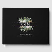 Einfache, elegante Eukalyptus-Blume Hochzeit Gästebuch (Vorderseite)