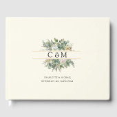 Einfache, elegante Eukalyptus-Blume Hochzeit Gästebuch (Vorderseite)