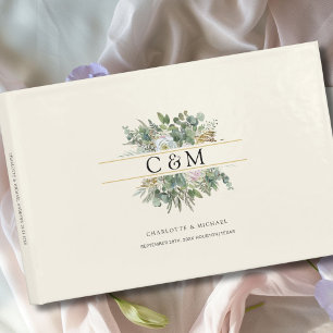 Einfache, elegante Eukalyptus-Blume Hochzeit Gästebuch