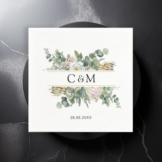 Einfache, elegante Eukalyptus-Blume Serviette