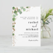 Einfache, elegante Eukalyptus-Glitzer Einladung (Stehend Vorderseite)