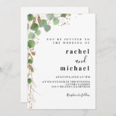Einfache, elegante Eukalyptus-Glitzer Einladung (Vorne/Hinten)