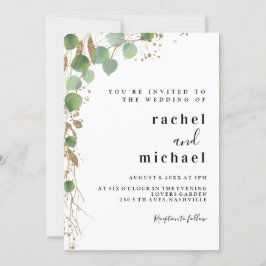Einfache, elegante Eukalyptus-Glitzer Einladung