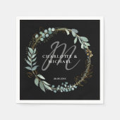 Einfache, elegante Eukalyptus-Hochzeit auf Monogra Serviette (Vorderseite)