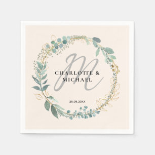 Einfache, elegante Eukalyptus-Hochzeit auf Monogra Serviette