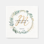 Einfache, elegante Eukalyptus-Hochzeit auf Monogra Serviette (Vorderseite)