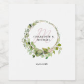 Einfache, elegante Eukalyptus-Hochzeit auf Monogra Weinetikett (Einzelnes Label)