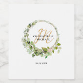 Einfache, elegante Eukalyptus-Hochzeit auf Monogra Weinetikett (Einzelnes Label)