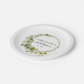 Einfache, elegante Eukalyptus-Hochzeit Pappteller (Schrägansicht)