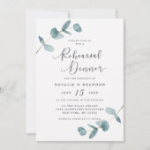 Einfache Elegante Eukalyptus Hochzeit Probe Dinner Einladung (Vorderseite)