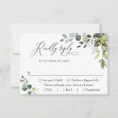 Einfache Elegante Eukalyptus - MEAL WÜNSCHE RSVP Karte (Vorderseite)