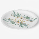 Einfache, elegante Eukalyptus-Servietten Pappteller (Schrägansicht)