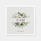Einfache, elegante Eukalyptus Weiße Rosen Serviette (Vorderseite)