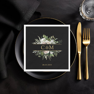 Einfache, elegante Eukalyptus Weiße Rosen Serviette