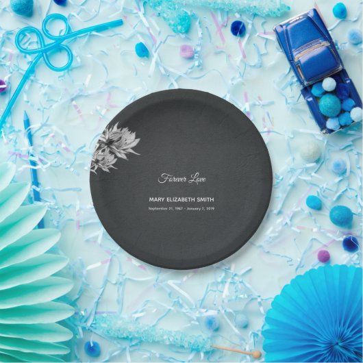 Einfache Elegante ewig Love Schwarze Beerdigung Pappteller (Party)