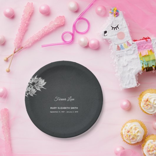 Einfache Elegante ewig Love Schwarze Beerdigung Pappteller (Party)